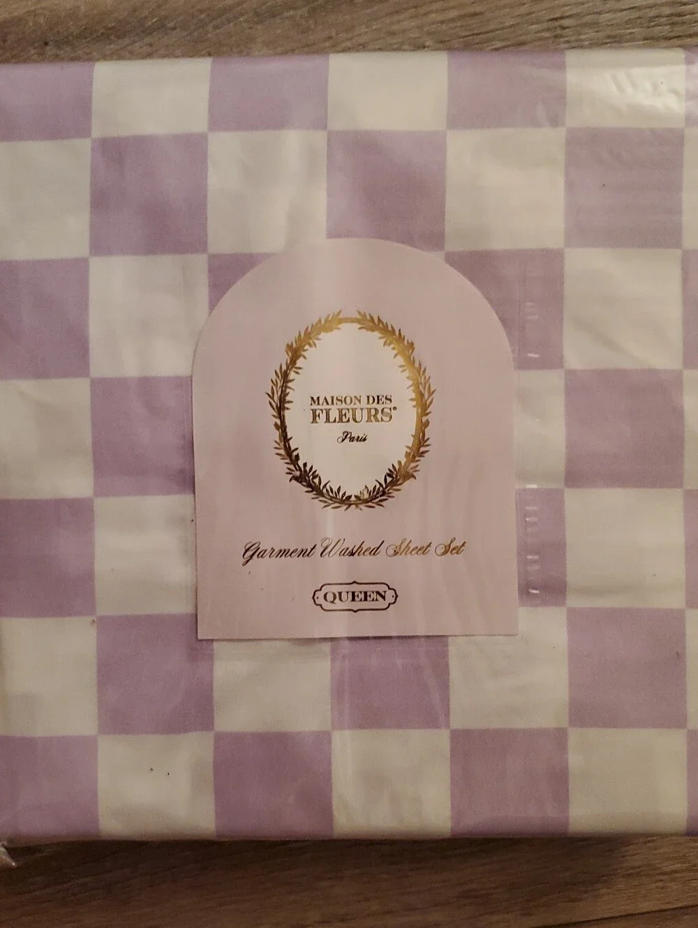 Lilac Check Queen Sheet Set